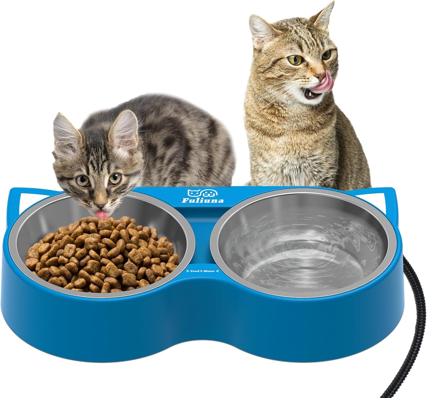 Stay Cozy: Heated Cat Bowl Set 23oz x2 - No More Frozen Food!