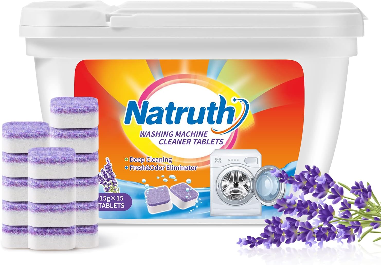 NATRUTH Lavender Washing Machine Cleaner - 15 Count