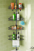 Corner Shower Caddy Tension Pole 4-Tier - Stable No-Drill Organizer