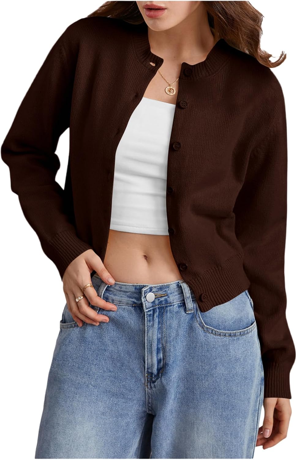SOLY HUX Women's Button Down Cropped Cardigan Sweater for Fall