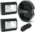 Wasabi Power Battery 2-Pack with Dual USB Charger - Extended Run-Time