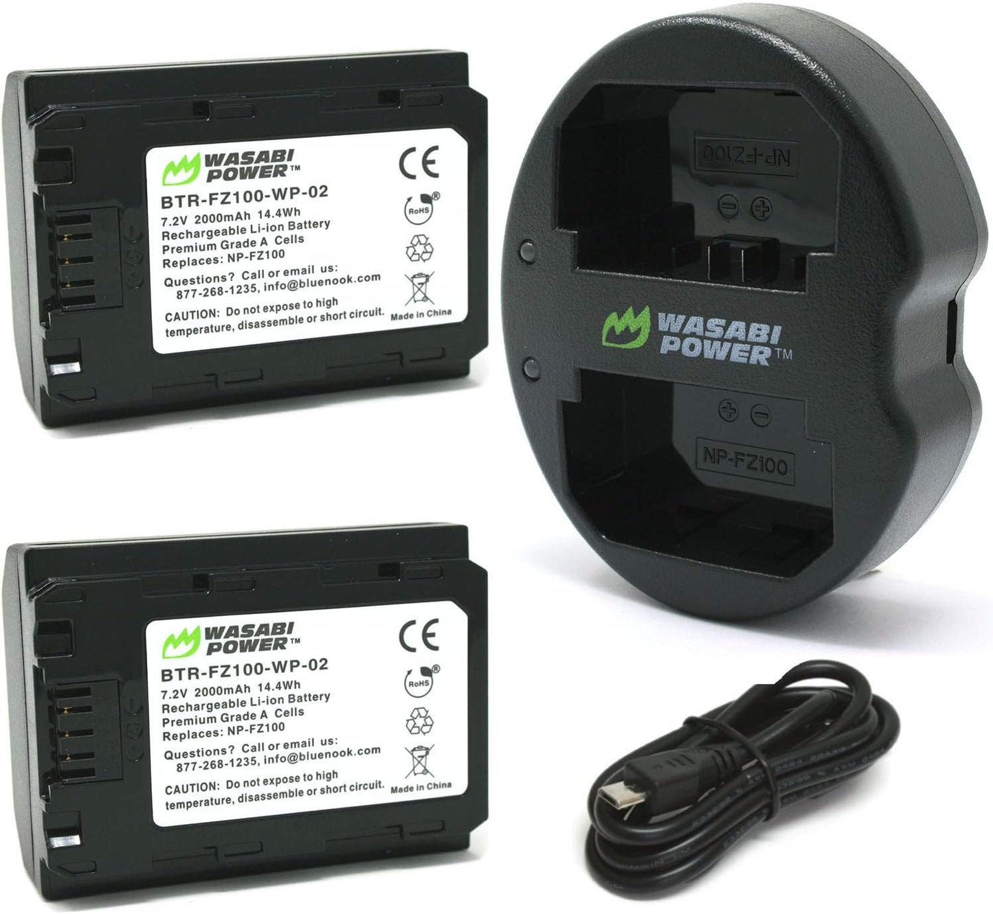 Wasabi Power Battery and Dual USB Charger for Sony NP-FZ100