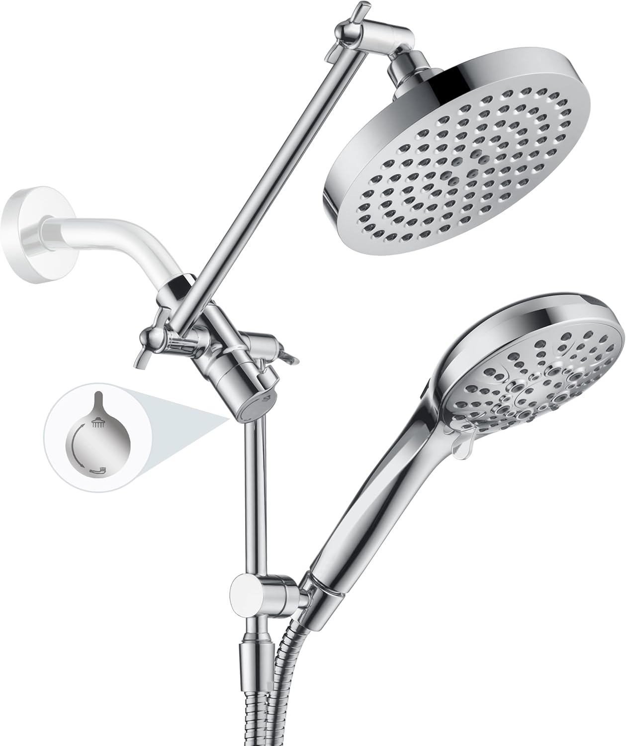 BRIGHT SHOWERS Rain Shower Head with Handheld Spray Options