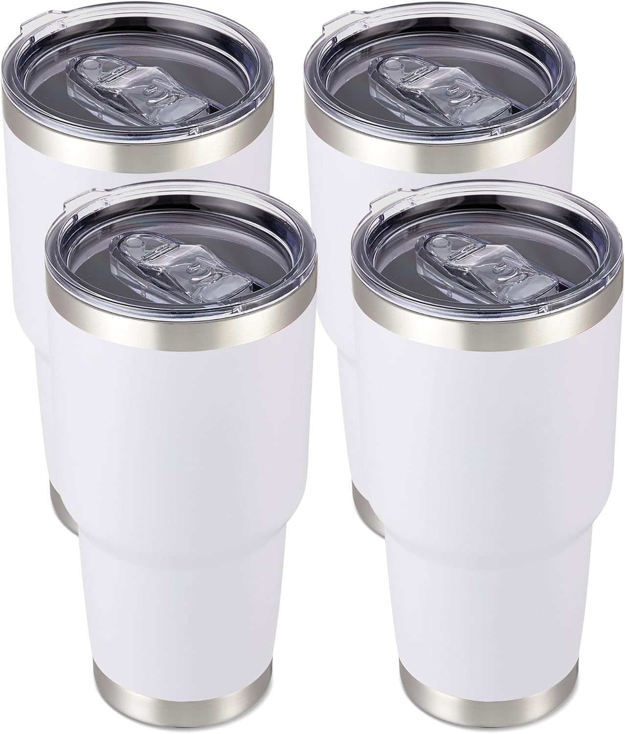 30 oz Stainless Steel Tumbler with Lid for Cold Drinks - Set of 4