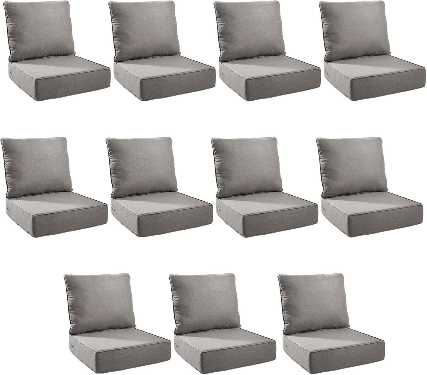 Outdoor Cushion Set for Furniture - 11-Pack 24x24 Inch Cushions