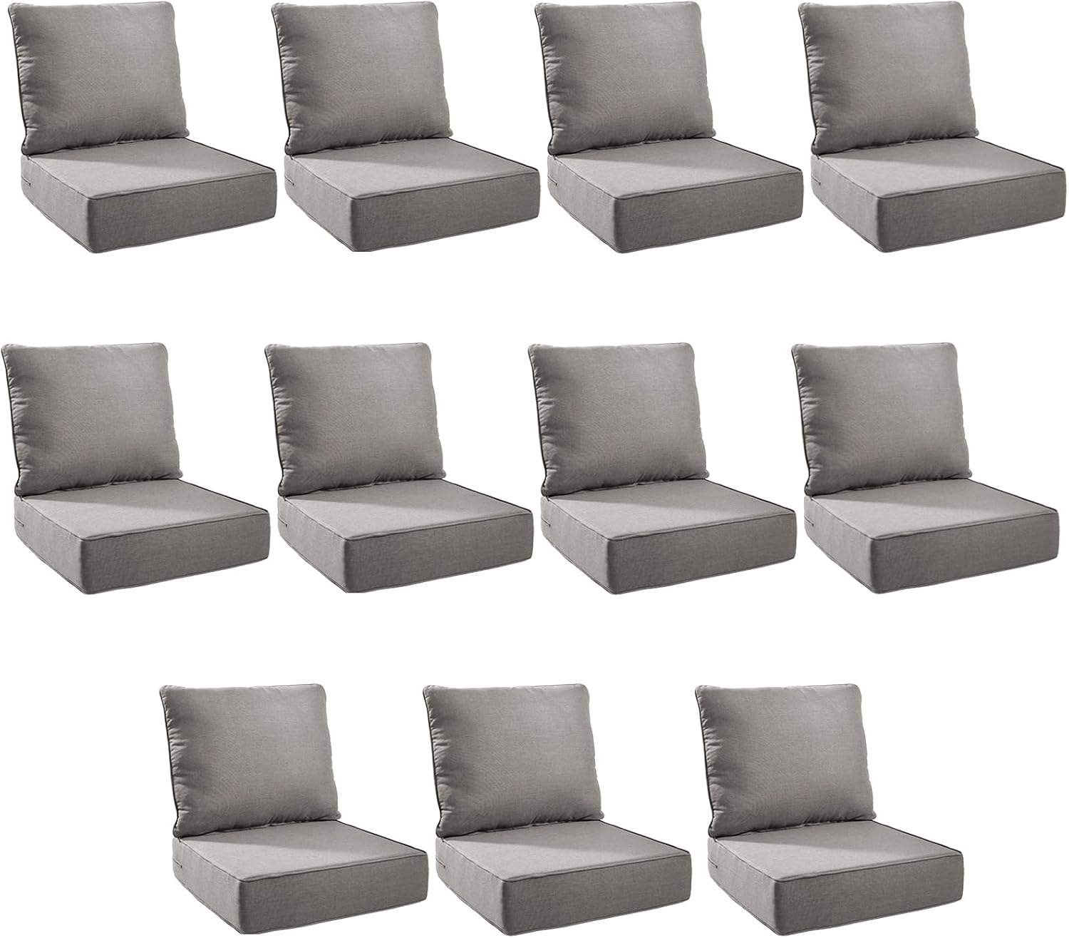 Outdoor Cushion Set for Furniture - 11-Pack 24x24 Inch Cushions