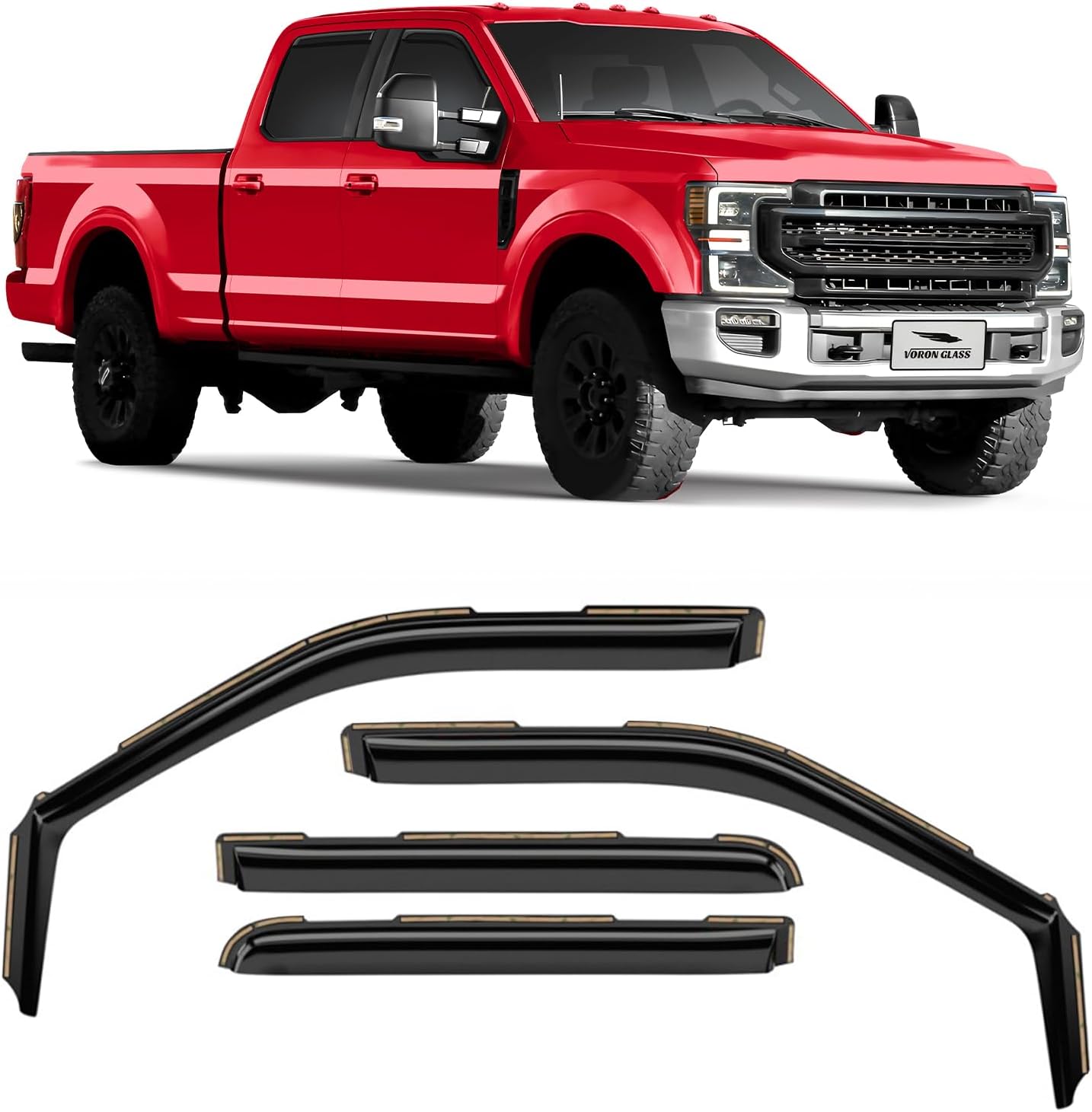 Voron Glass In-Channel Rain Guards for Ford F250 to F550