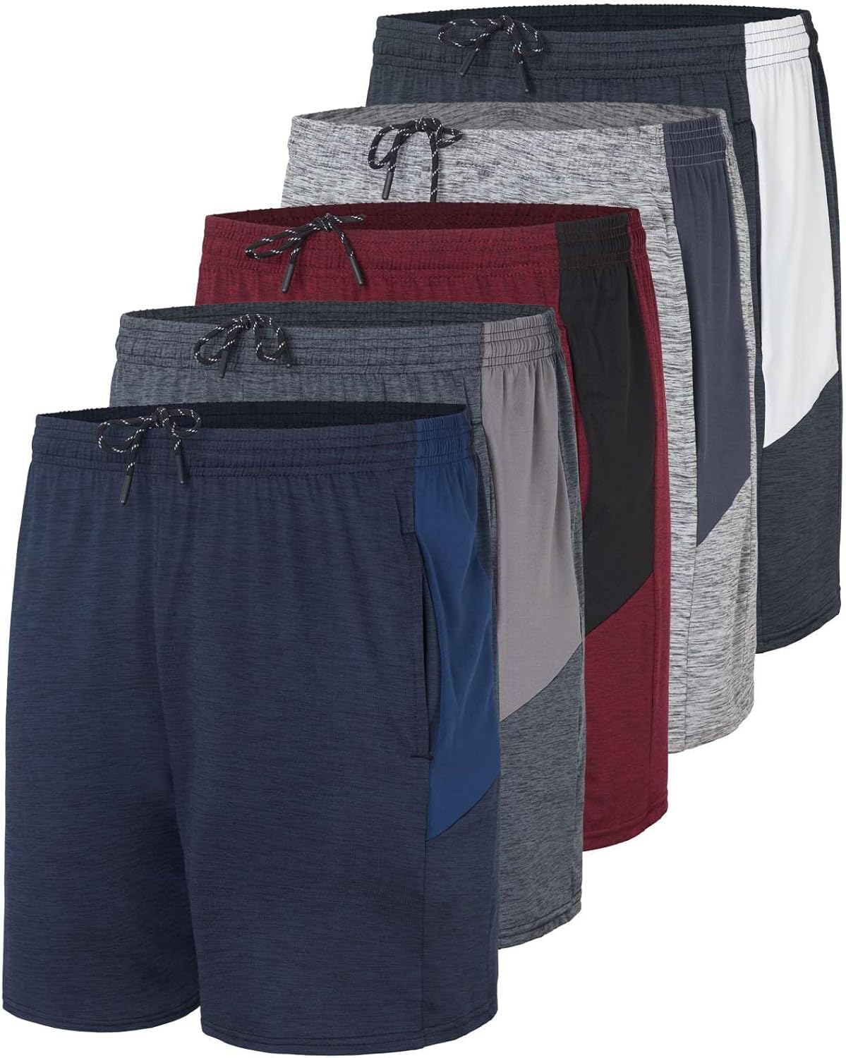 Men's 5 Inch Dry-Fit Running Workout Shorts - 5 Pack Value