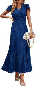 PRETTYGARDEN Women's Maxi Dress V Neck Pleated - Summer Staple