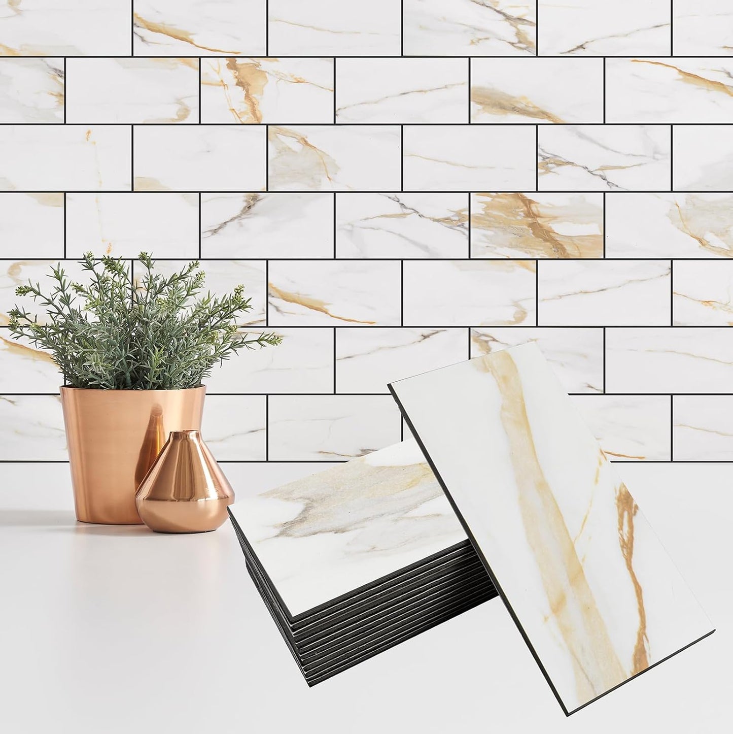 Peel and Stick Backsplash for Kitchen, 100 Pieces of Elegance