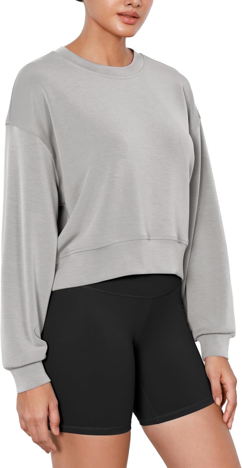 ODODOS Modal Soft Long Sleeve Cropped Sweatshirts for Women