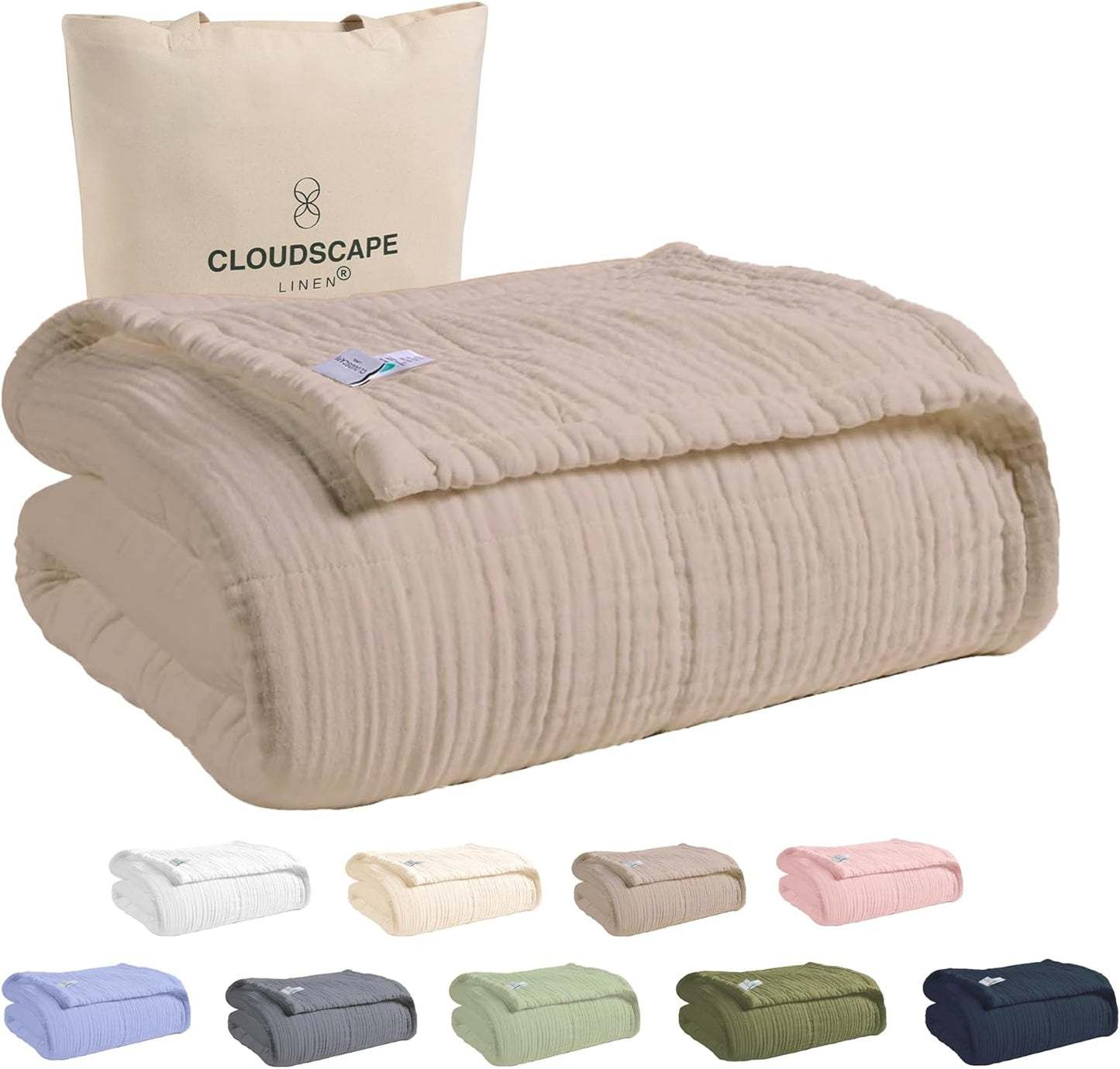 Cloud Scape Linen 100% Cotton Muslin Blanket for All Seasons