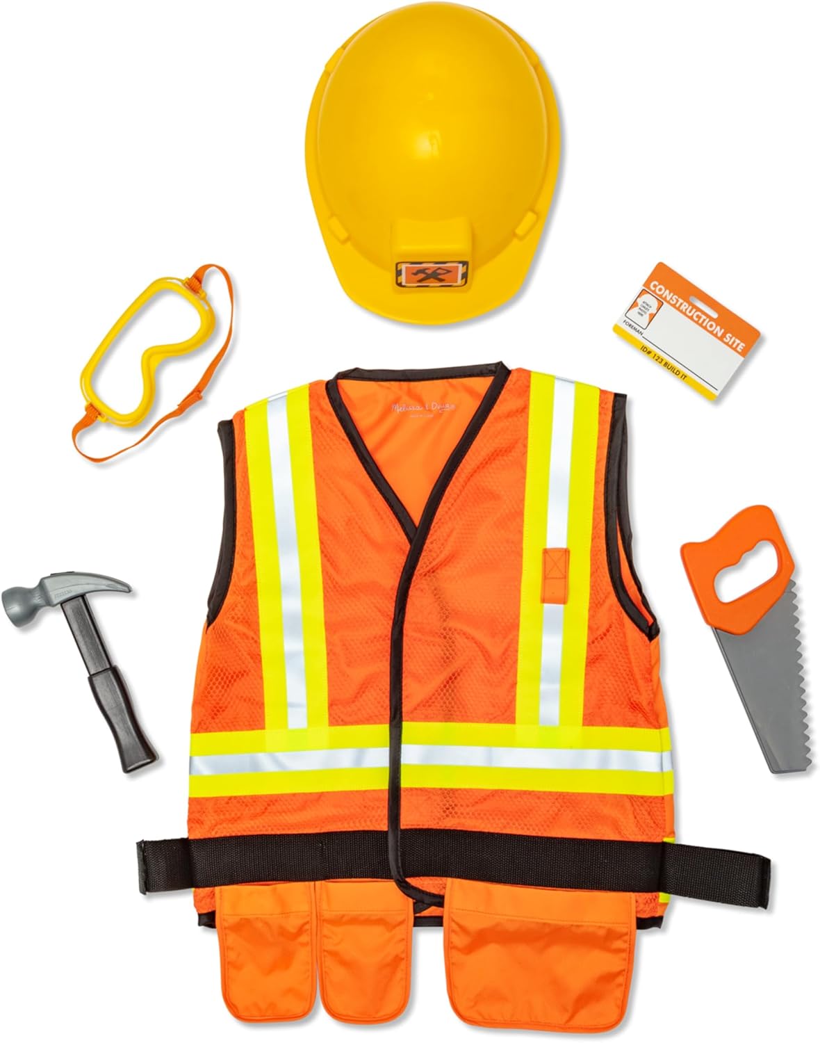 Melissa & Doug Construction Worker Costume Dress-Up Set for Kids