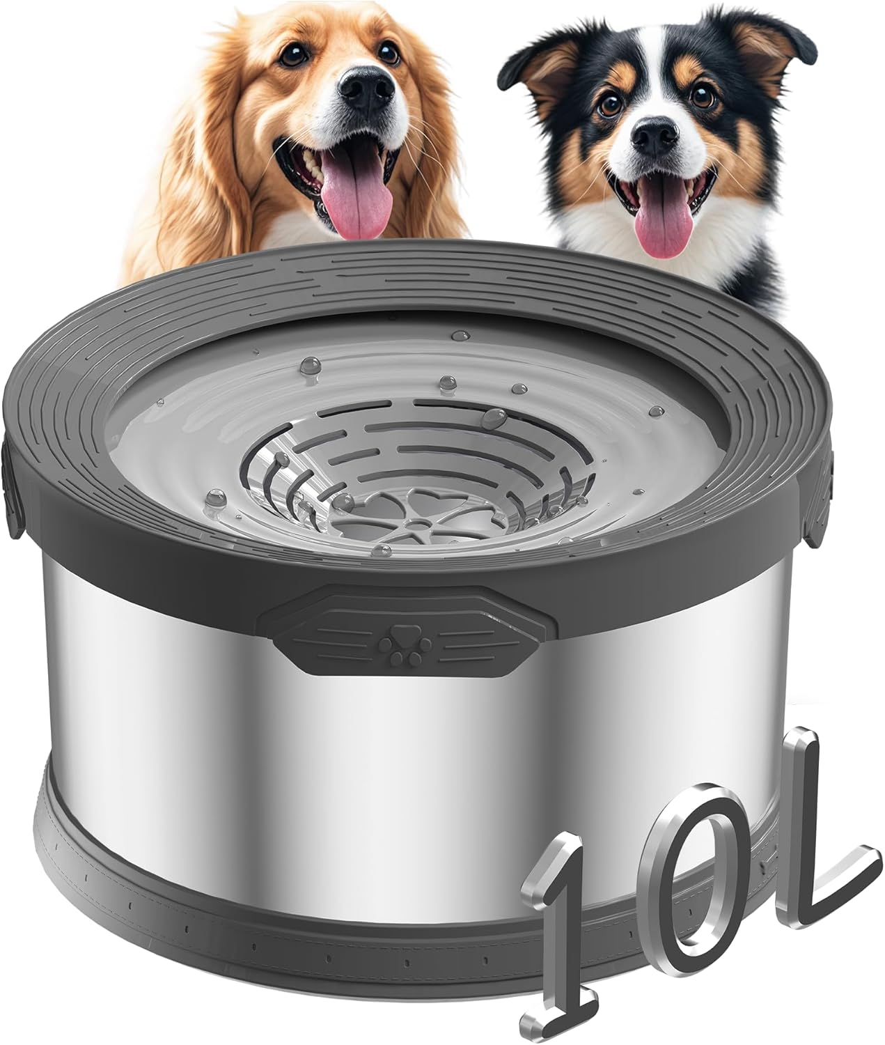 10L Dog Water Bowl No Spill 2.6 Gallon Large Capacity Feeder