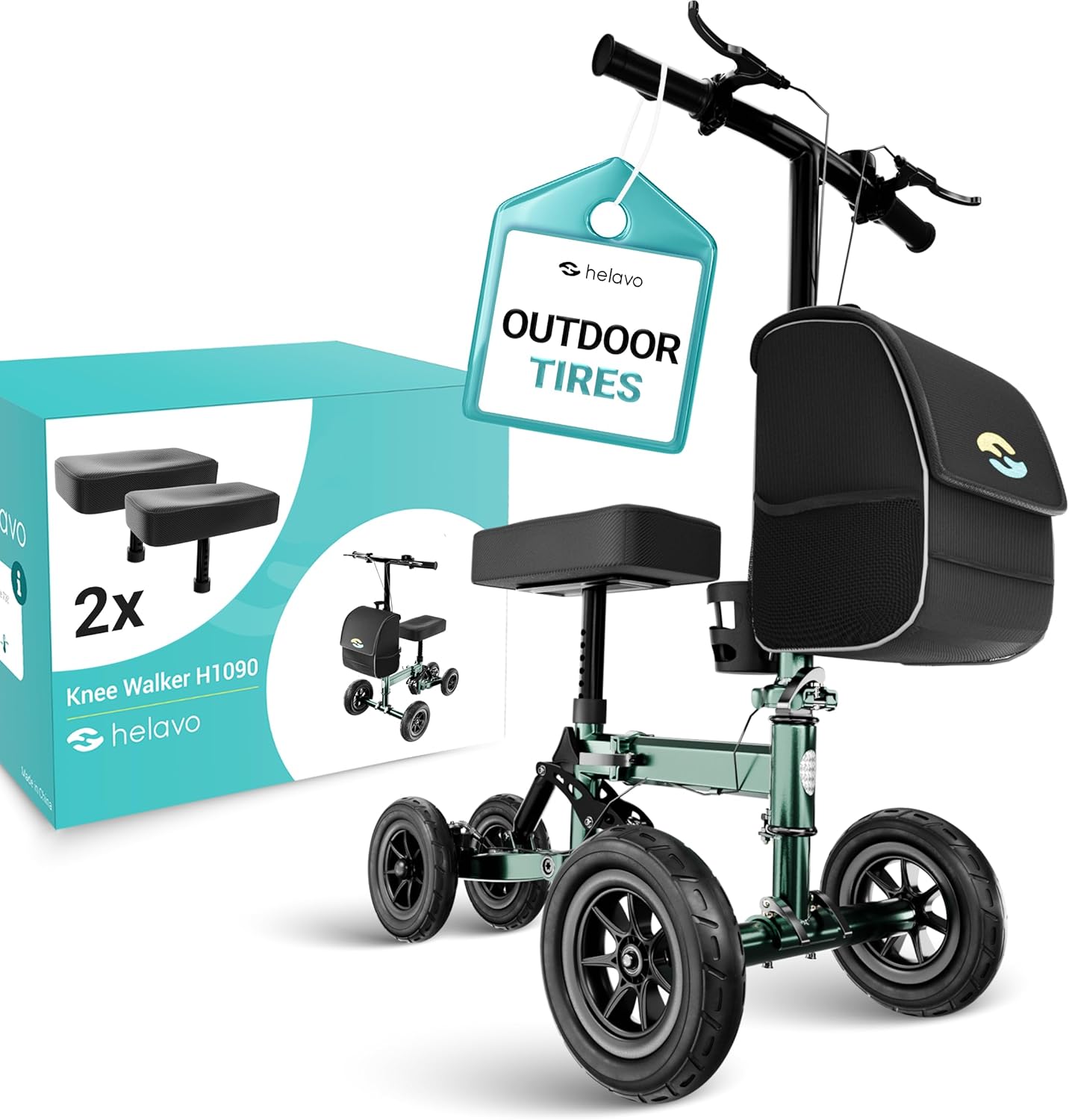 Helavo Adjustable Knee Scooter for Adults with Suspension and Comfort