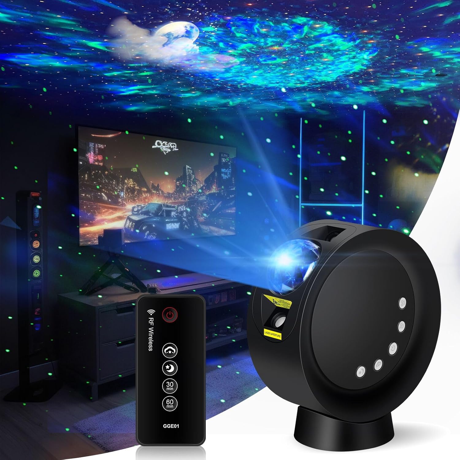 LitEnergy Galaxy Sky Projector: Remote-Controlled Nebula Night Lamp