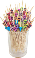 Bamboo Skull Cocktail Picks - 200 PCS Disposable Fancy Skewers