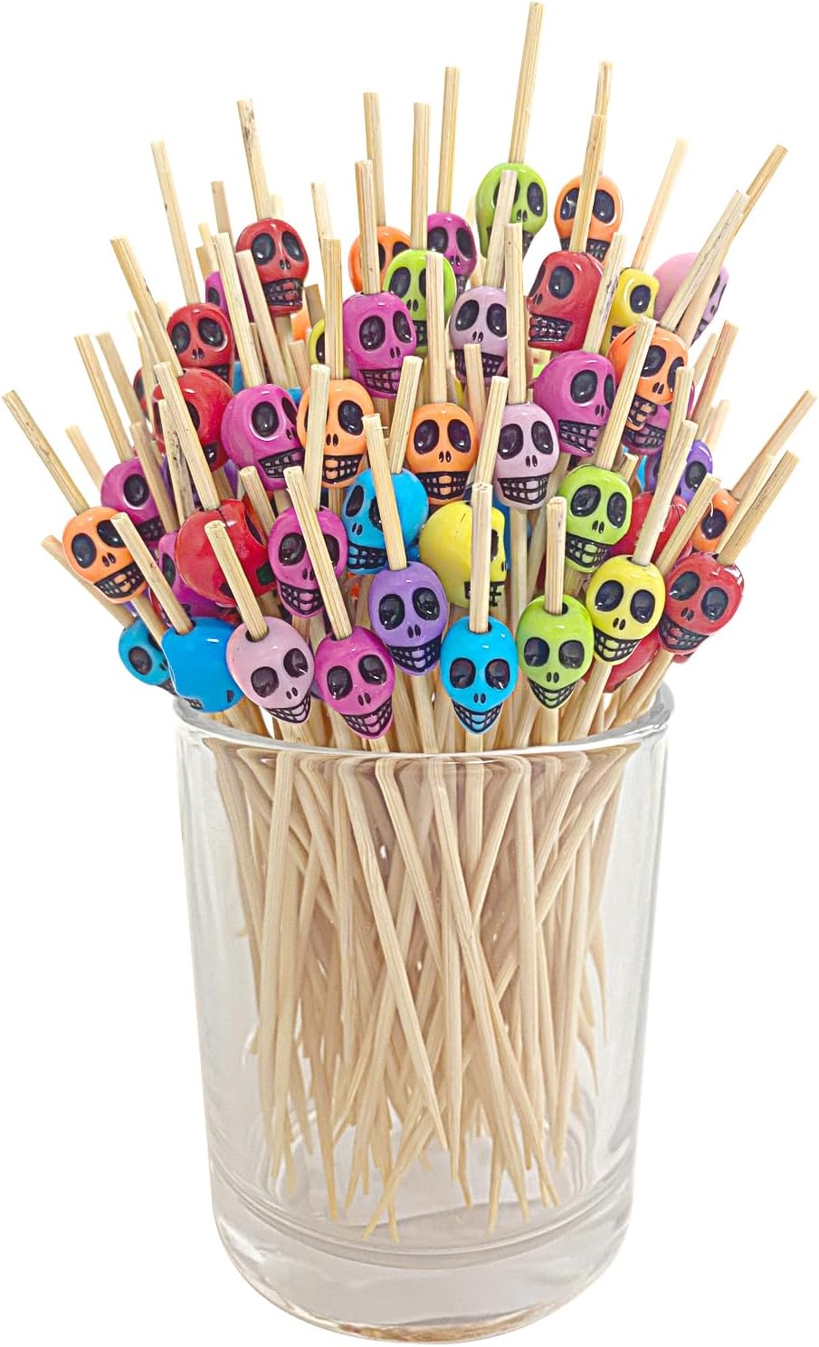 Bamboo Skull Cocktail Picks - 200 PCS Disposable Fancy Skewers