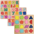 Wooden Puzzles for Toddlers 3pack Alphabet Number Shape Puzzles - Gift
