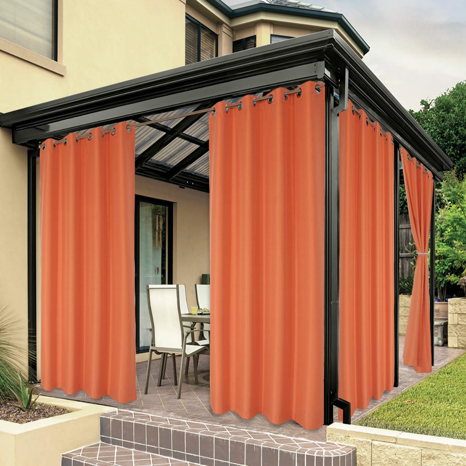 BONZER Waterproof Outdoor Curtains for Patio and Porch Use
