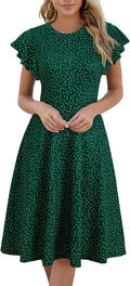 Semi-Formal Ruffle Sleeves V-Back Fit and Flare Cocktail Dress