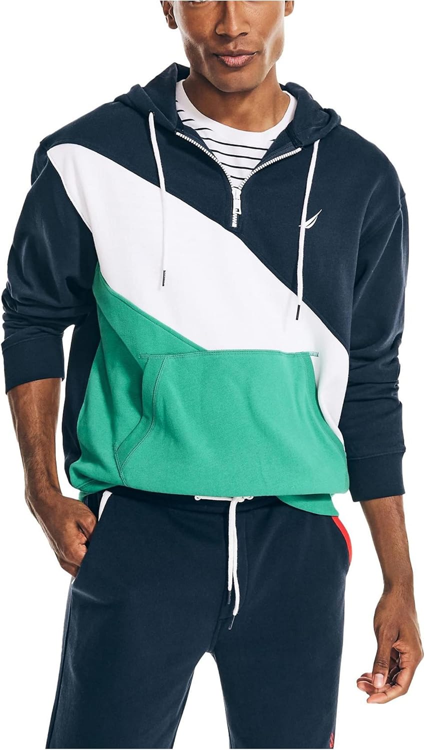Nautica Men's Colorblock Hoodie: Stylish Quarter-Zip