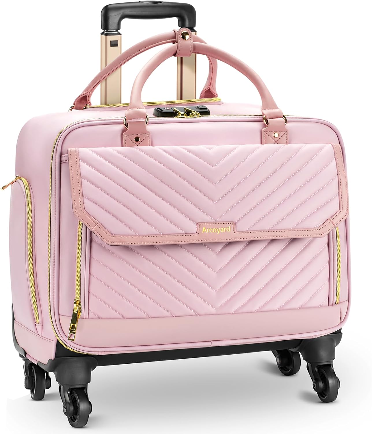 Rolling Briefcase for Women with 4 Spinner Wheels and Handle