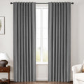 INOVADAY 100% Blackout Curtains 102 in Length - Dark Grey Linen Panels