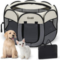 Pet Cat Playpen Medium Size Beige & Dark Grey - Foldable
