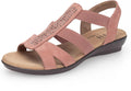 Women's Rhinestone Comfort Flat Sandals - Elastic Slingback Summer