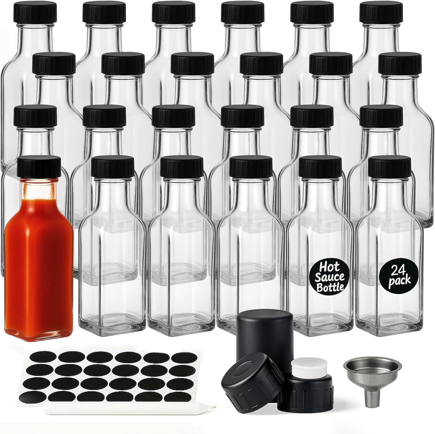 WERTIOO Hot Sauce Bottles 24-Pack for Liquid Storage and Gifting