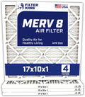 Filter King 17x10x1 Air Filter 4-Pack - MERV 8 Home HVAC Filter