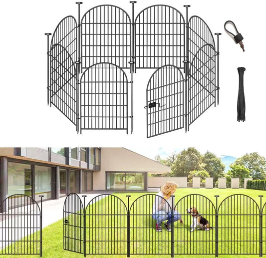 ADAVIN Garden Fence Animal Barrier with Gate for Dogs and Rabbits