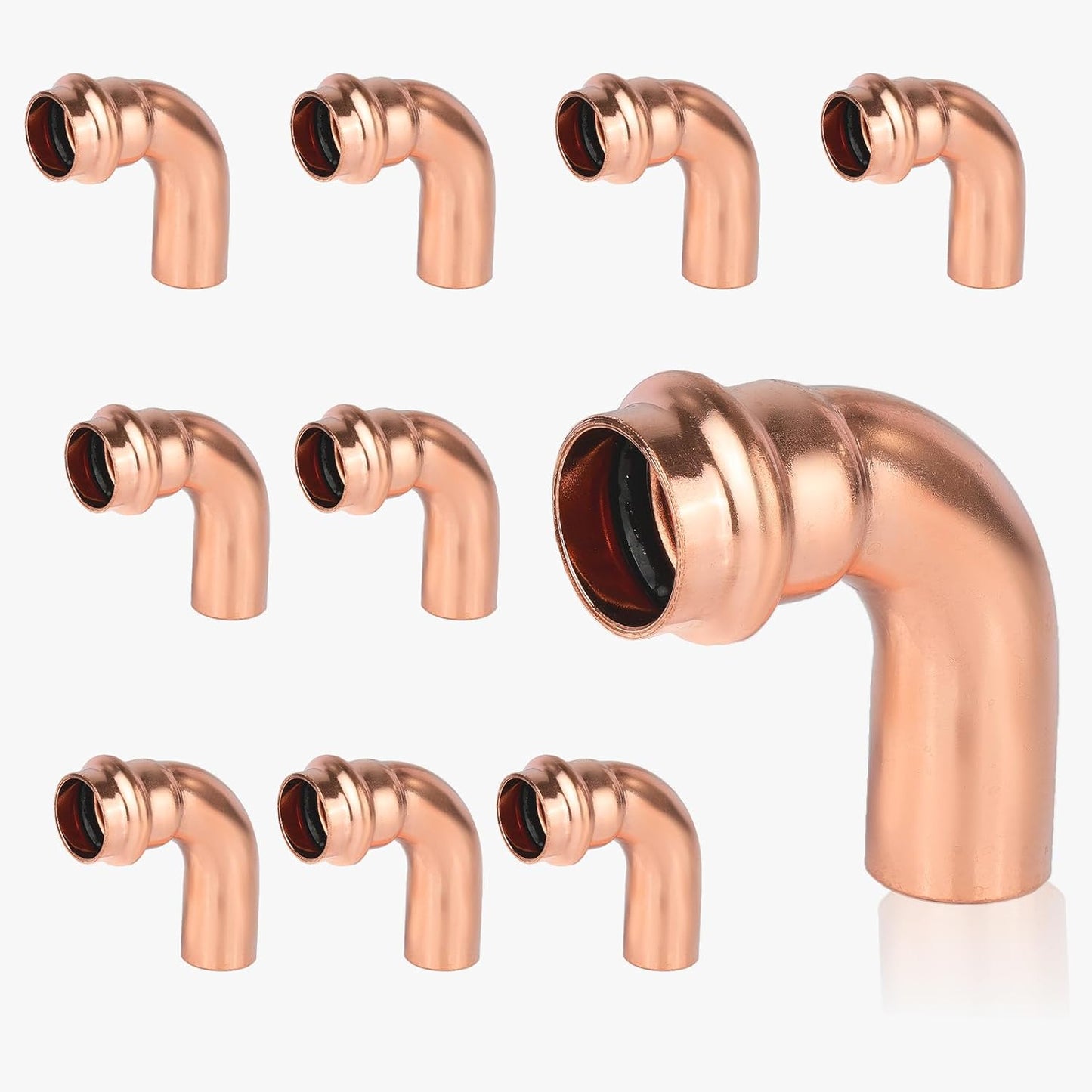 Pack of 10 Copper Press Fit 90 Degree Street Elbow Fittings