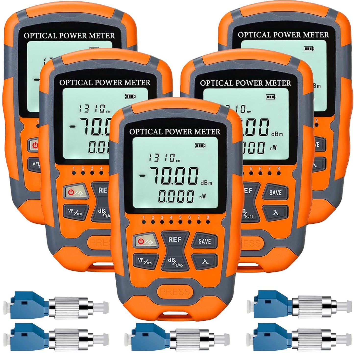 5 Pack Fiber Optic Tester with Visual Fault Locator and Adapters