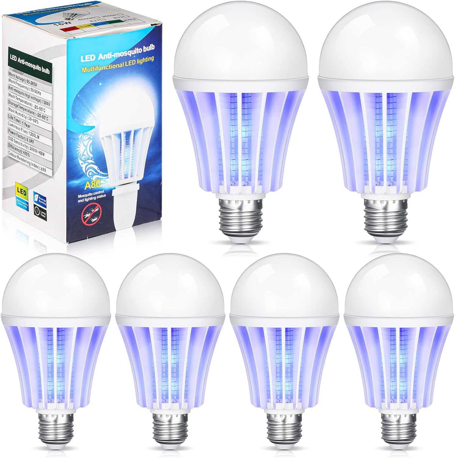 Qualirey Bug Zapper Light Bulb 6 Pcs for Effective Insect Control