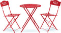 Red 3-Piece Bistro Set Folding Table and Chairs - Compact Patio