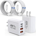 10FT iPhone 16 15 Pro Charger 2Pack - 40W 4-Port Fast Charging