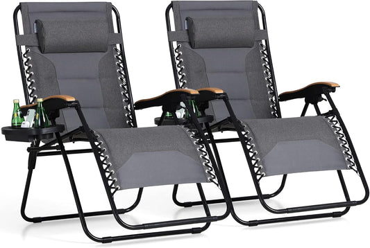 PHI VILLA XXL Oversized Padded Zero Gravity Chair Set of 2