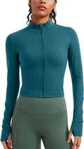 Womens Butterluxe Full Zip Cropped Workout Jacket - Slim Fit Cropped