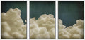 Framed Cloudscape Wall Art Print Set 24x36 - Dreamy Cotton Clouds