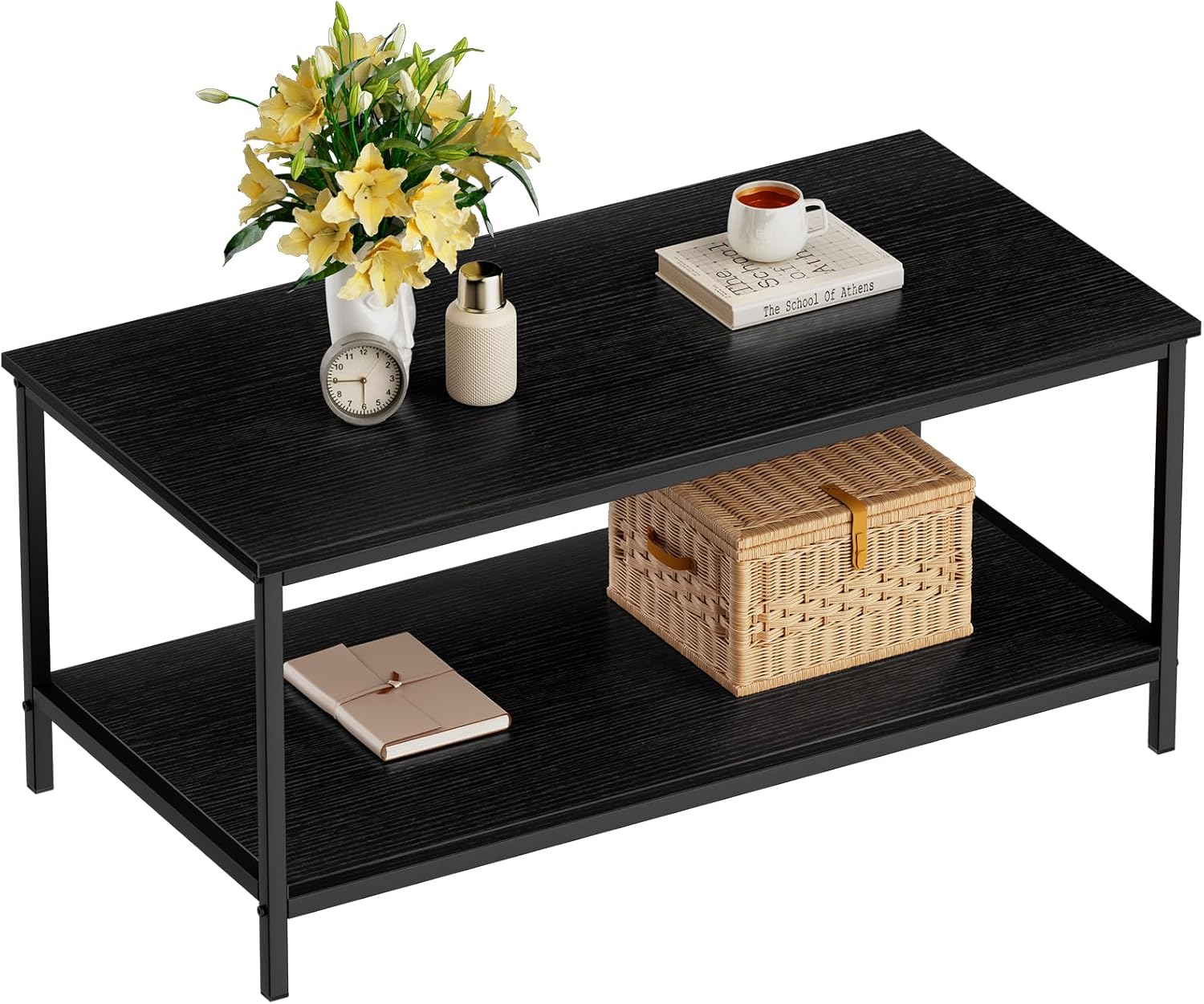 SAYGOER Modern 2-Tier Coffee Table - Space-Saving Storage