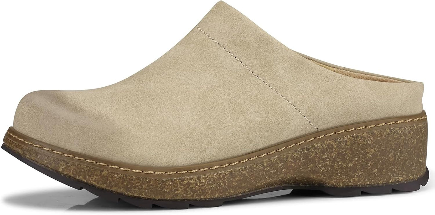 Comfortable Leather Clogs for Women Slip On Mules Shoes