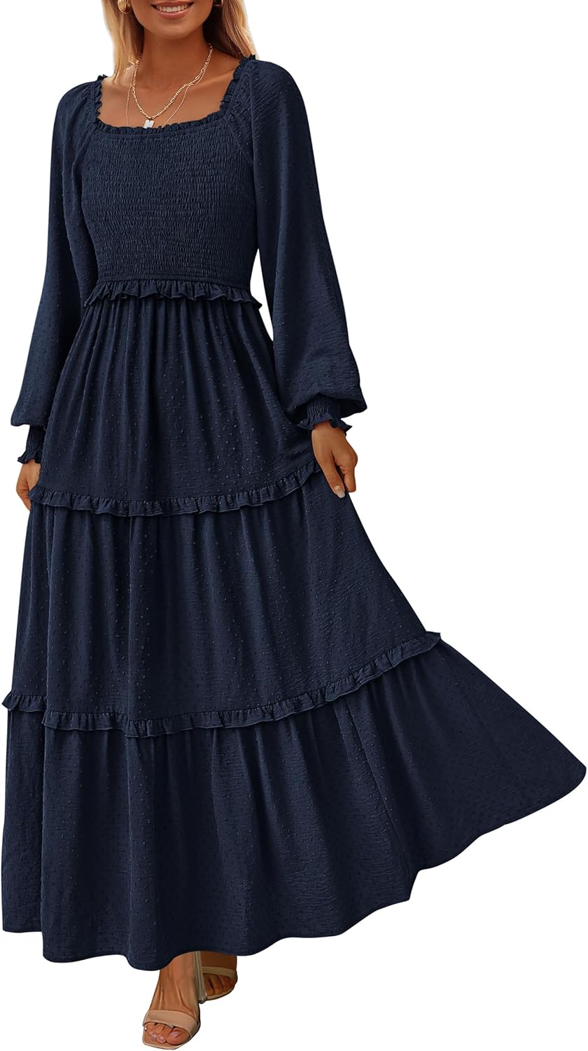 PRETTYGARDEN Fall Dresses for Women Long Sleeve Maxi Dress