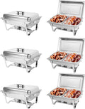 Chafing Dish Buffet Set of 6 8QT Stainless Steel Rectangular Chafers
