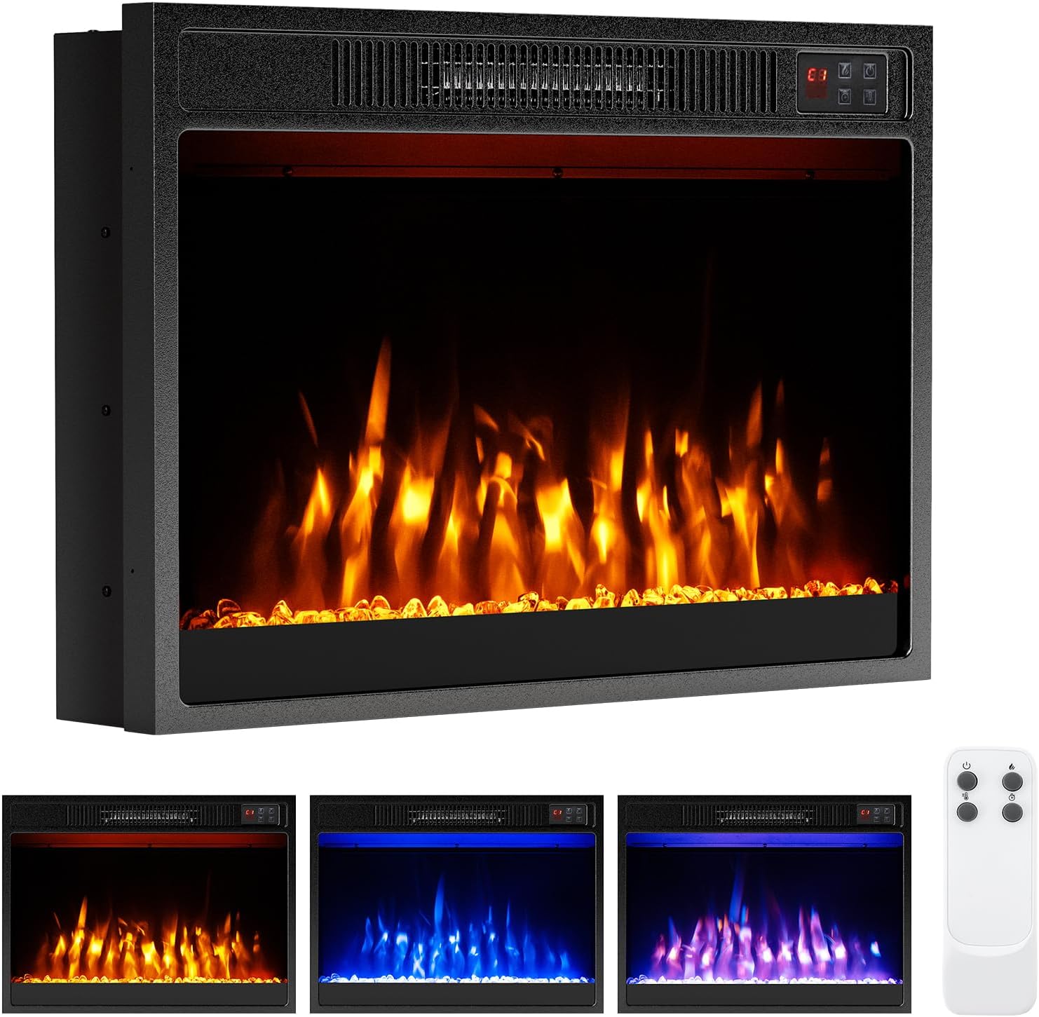 Tangkula 23 Electric Fireplace: Remote Control, Adjustable Flame & Timer