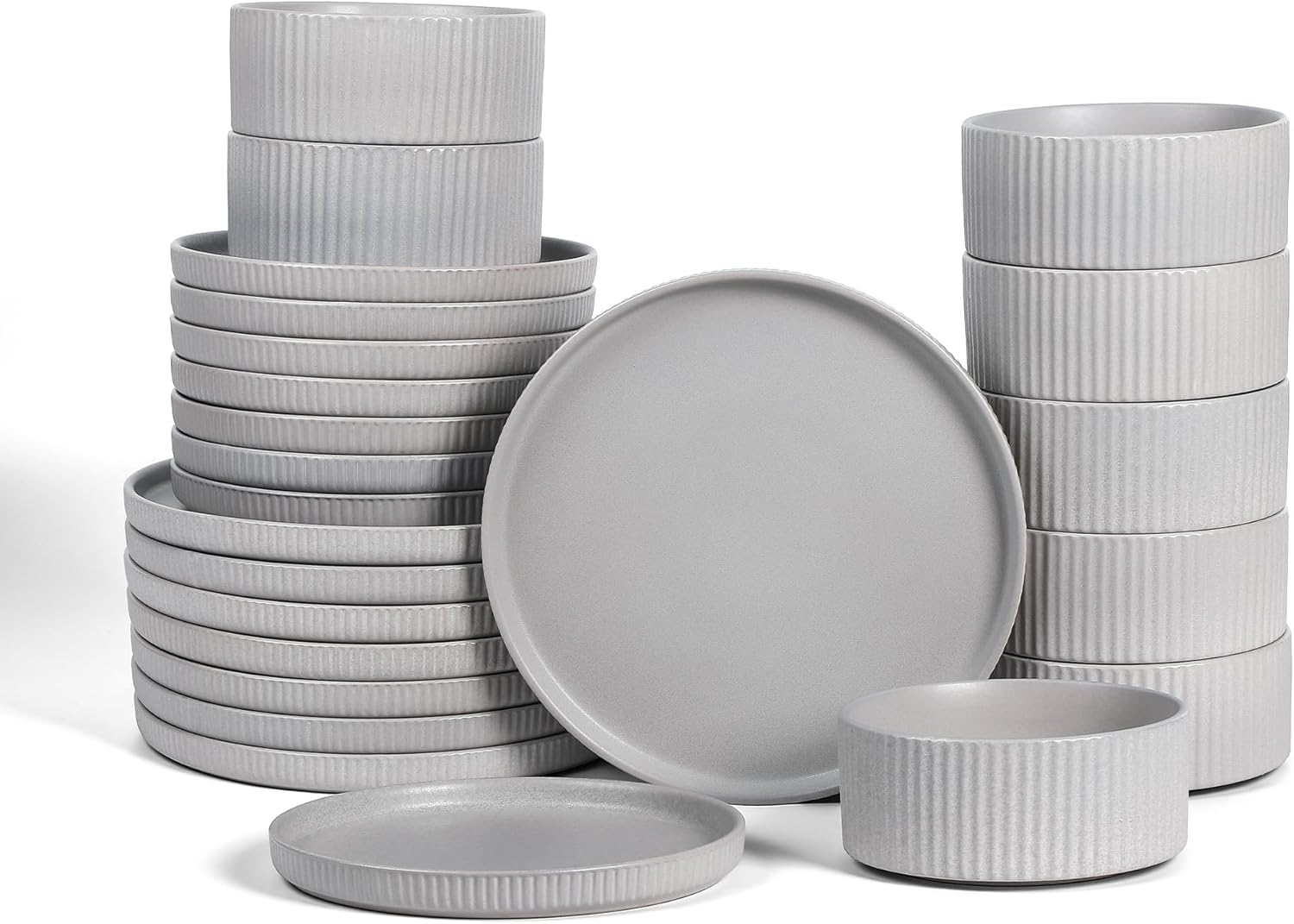 Stoneware 24-Piece Dinnerware Set for Elegant Dining Experience
