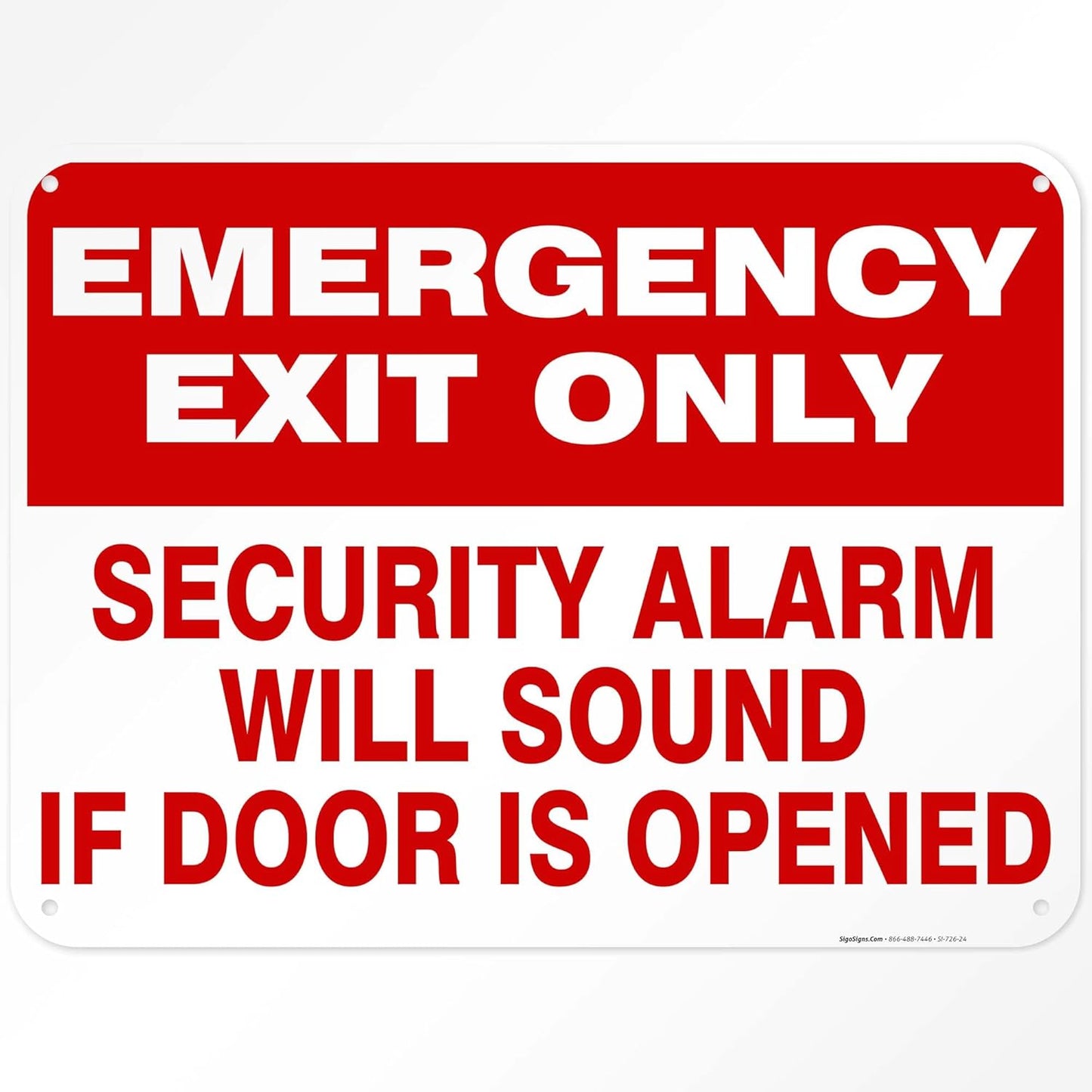 Emergency Exit Only Sign with Security Alarm Warning, 18x24 in