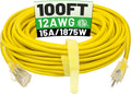 POWGRN 100 ft 12/3 Outdoor Extension Cord Waterproof - Heavy Duty