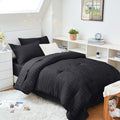 HYMOKEGE Black Twin XL Comforter Set Seersucker 5 Pieces - All Season
